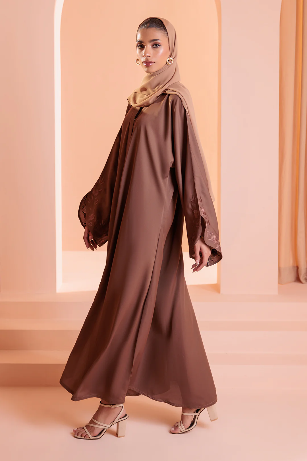 Embroidered Button Through Abaya - 5008 - Image 11