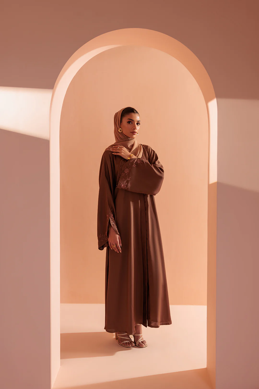 Embroidered Button Through Abaya - 5008 - Image 9