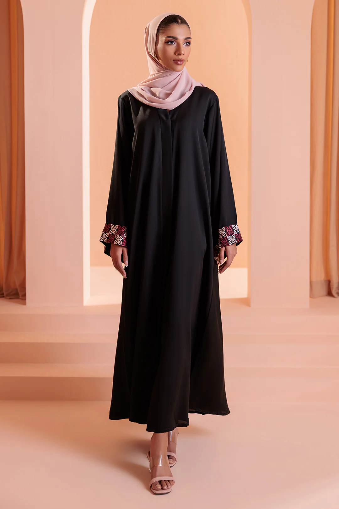 Embroidered Button Through Abaya - 5010