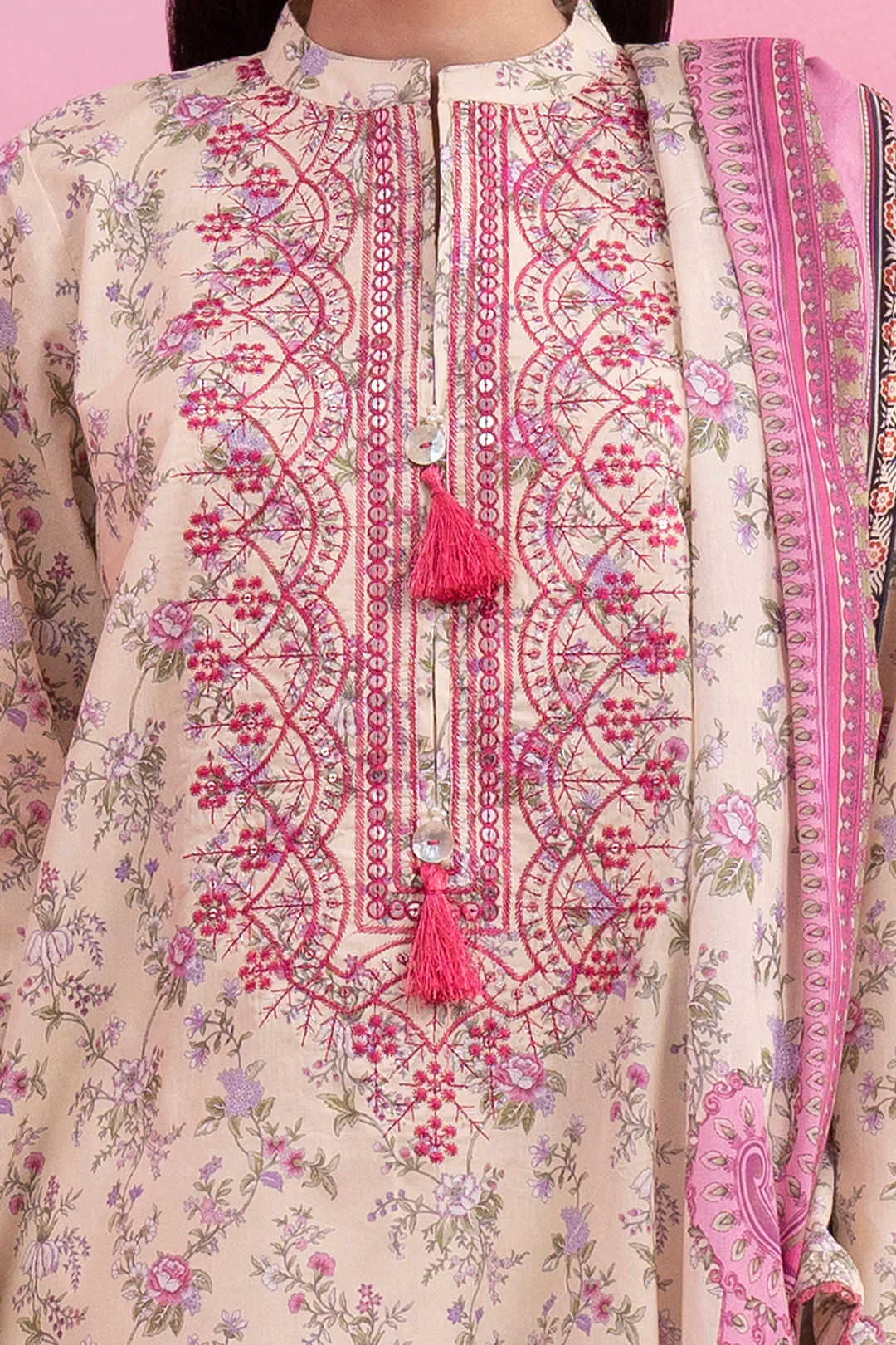 Embroidered Kurta Dupatta - 1904 - Image 3
