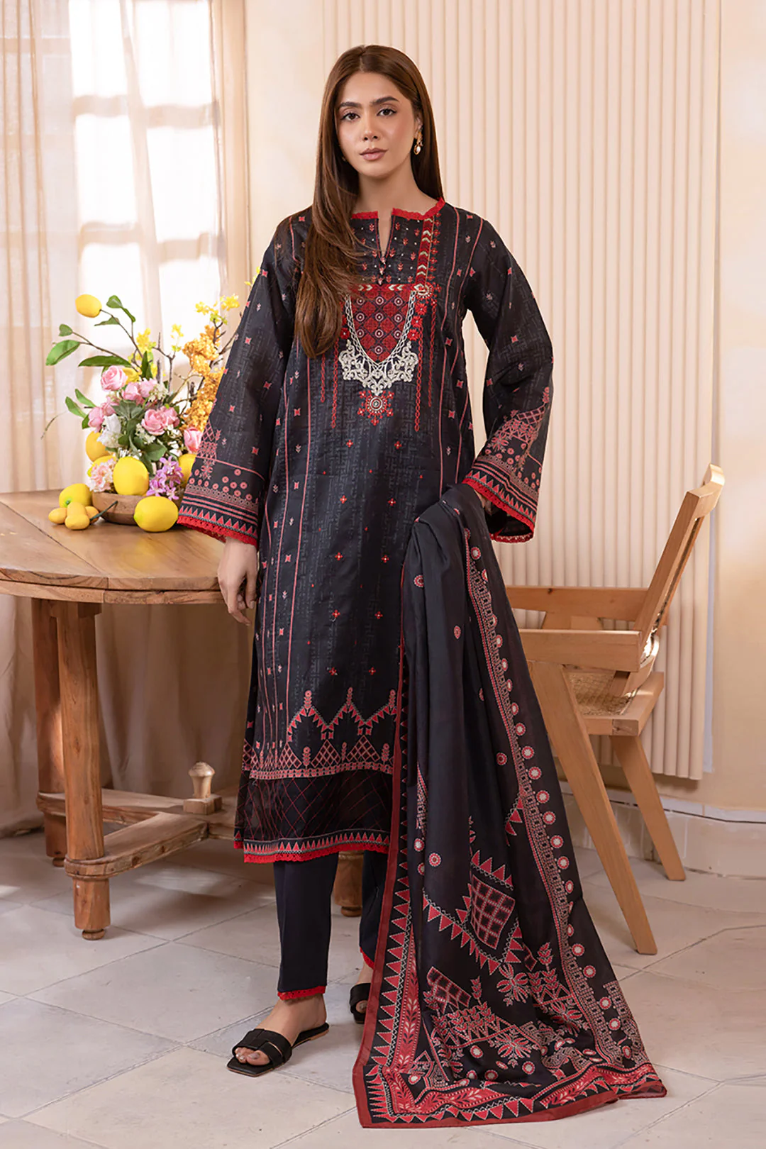 Embroidered Shirt Dupatta - 1034 - Image 2