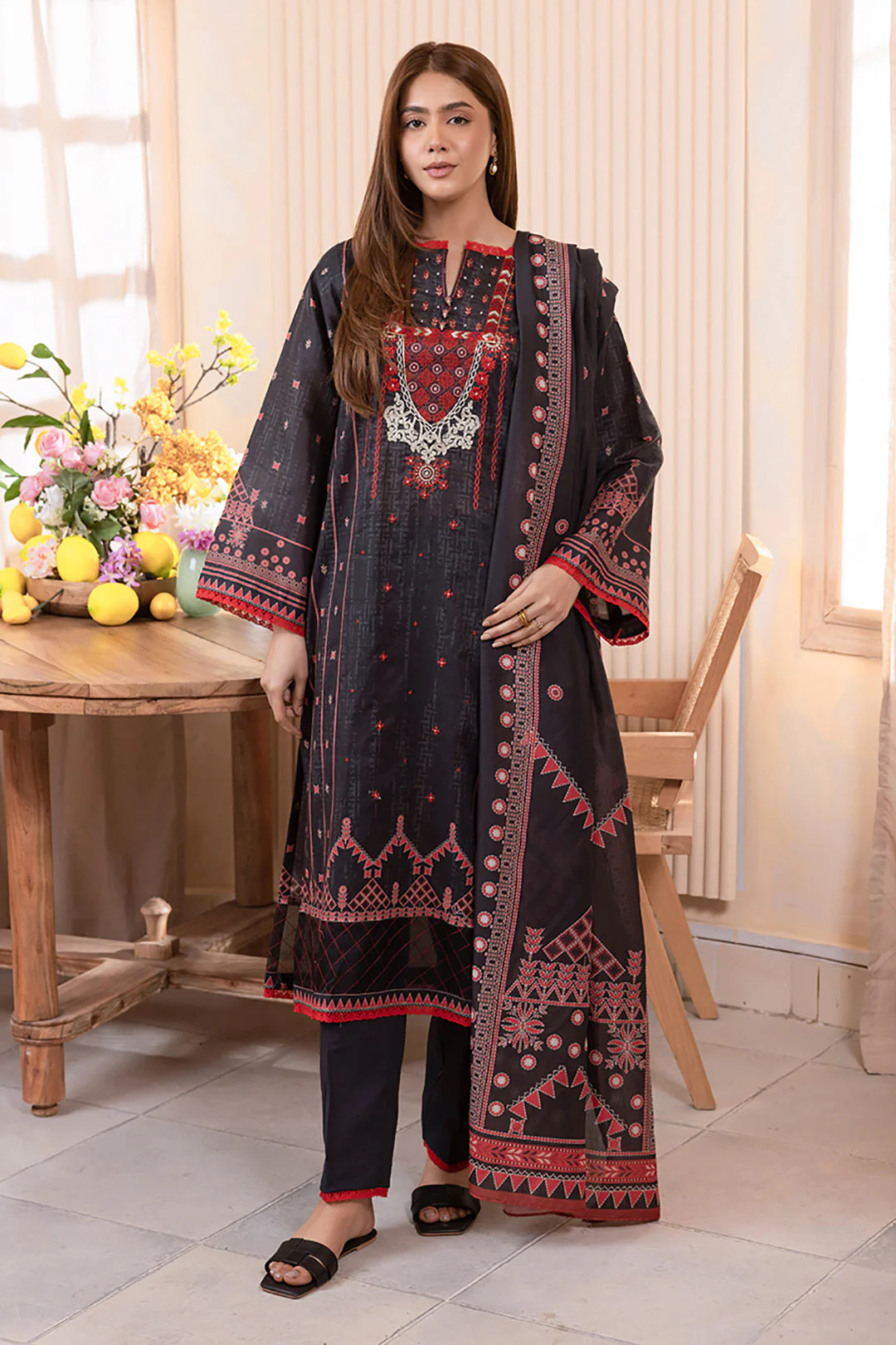 Embroidered Shirt Dupatta - 1034 - Image 3