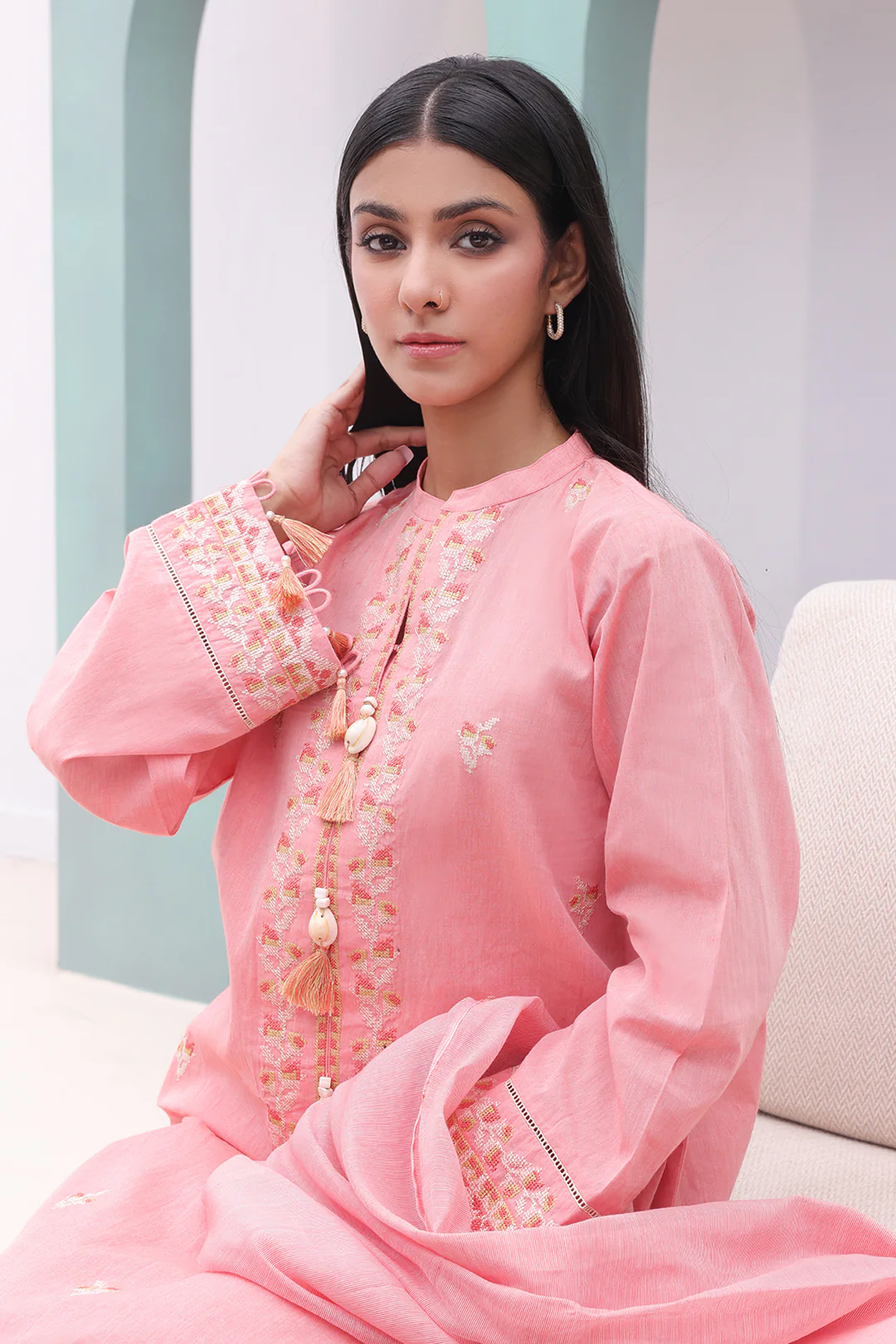 Embroidered Shirt Shalwar Dupatta - 0076 - Image 2