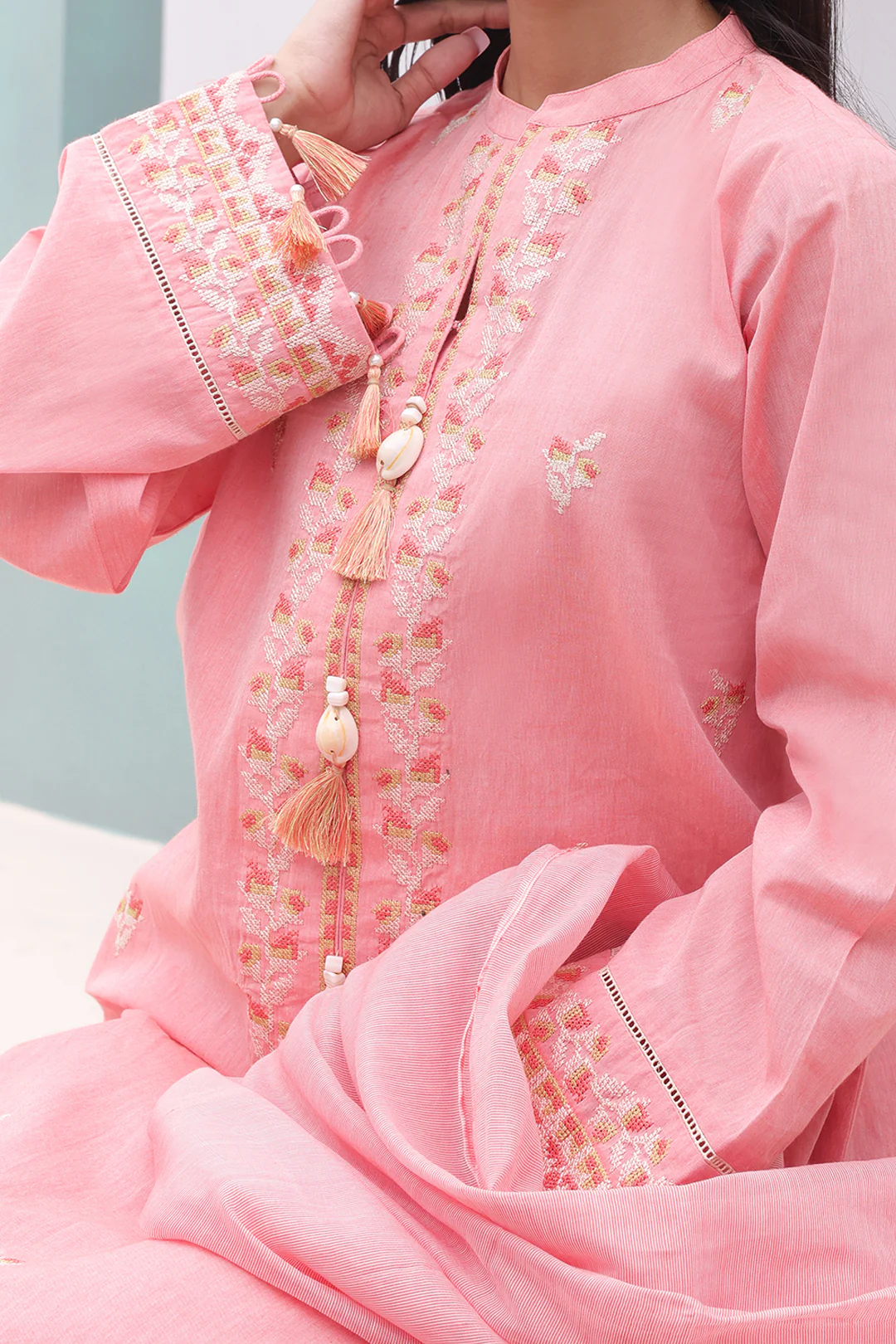 Embroidered Shirt Shalwar Dupatta - 0076 - Image 3