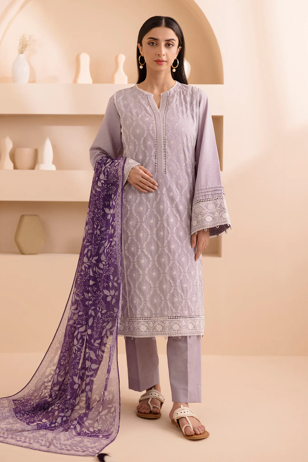 Embroidered Shirt Shalwar Dupatta - 0069 - Image 2