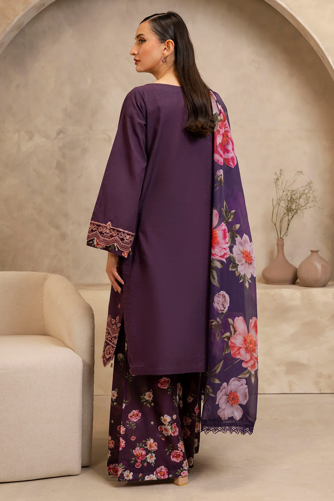 Embroidered Shirt Shalwar Dupatta - 0145 - Image 4