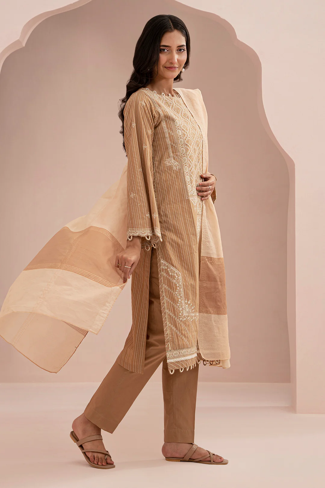 Embroidered Shirt Shalwar Dupatta - 0348 - Image 3