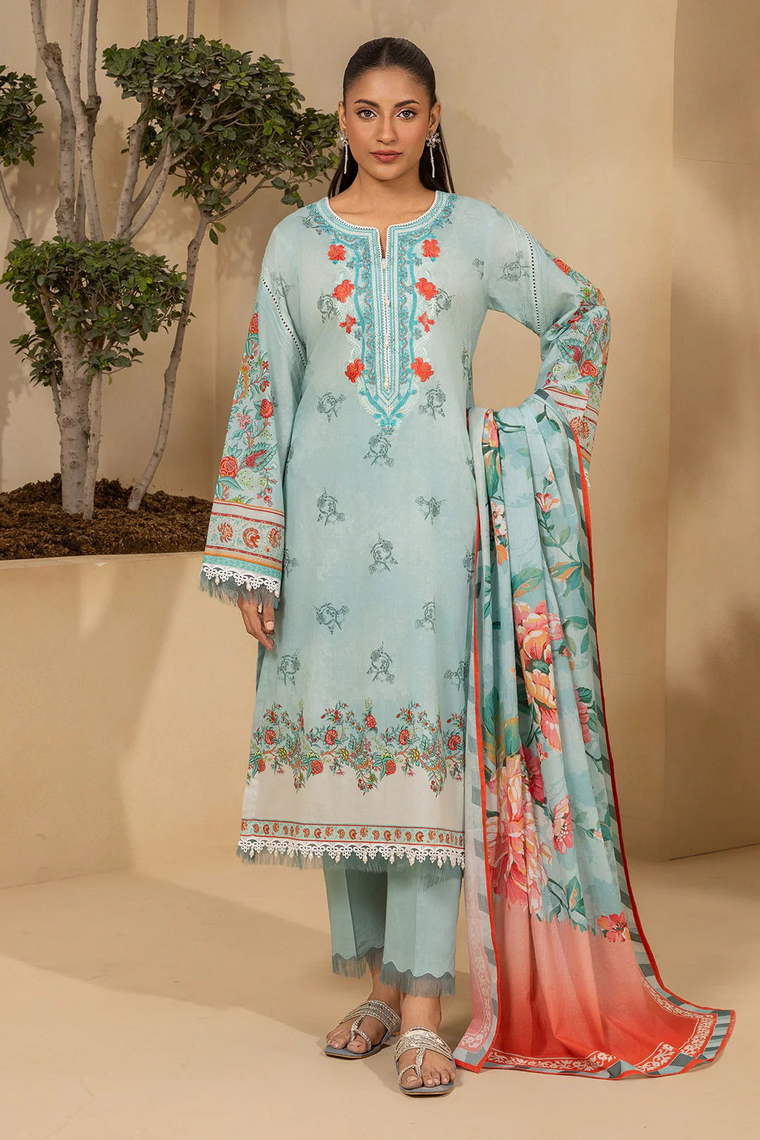 Embroidered Shirt Shalwar Dupatta - 0641 - Image 5