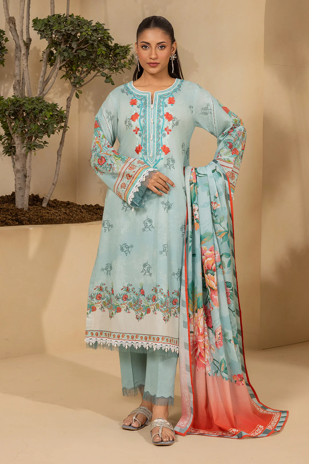 Embroidered Shirt Shalwar Dupatta - 0641 - Image 6