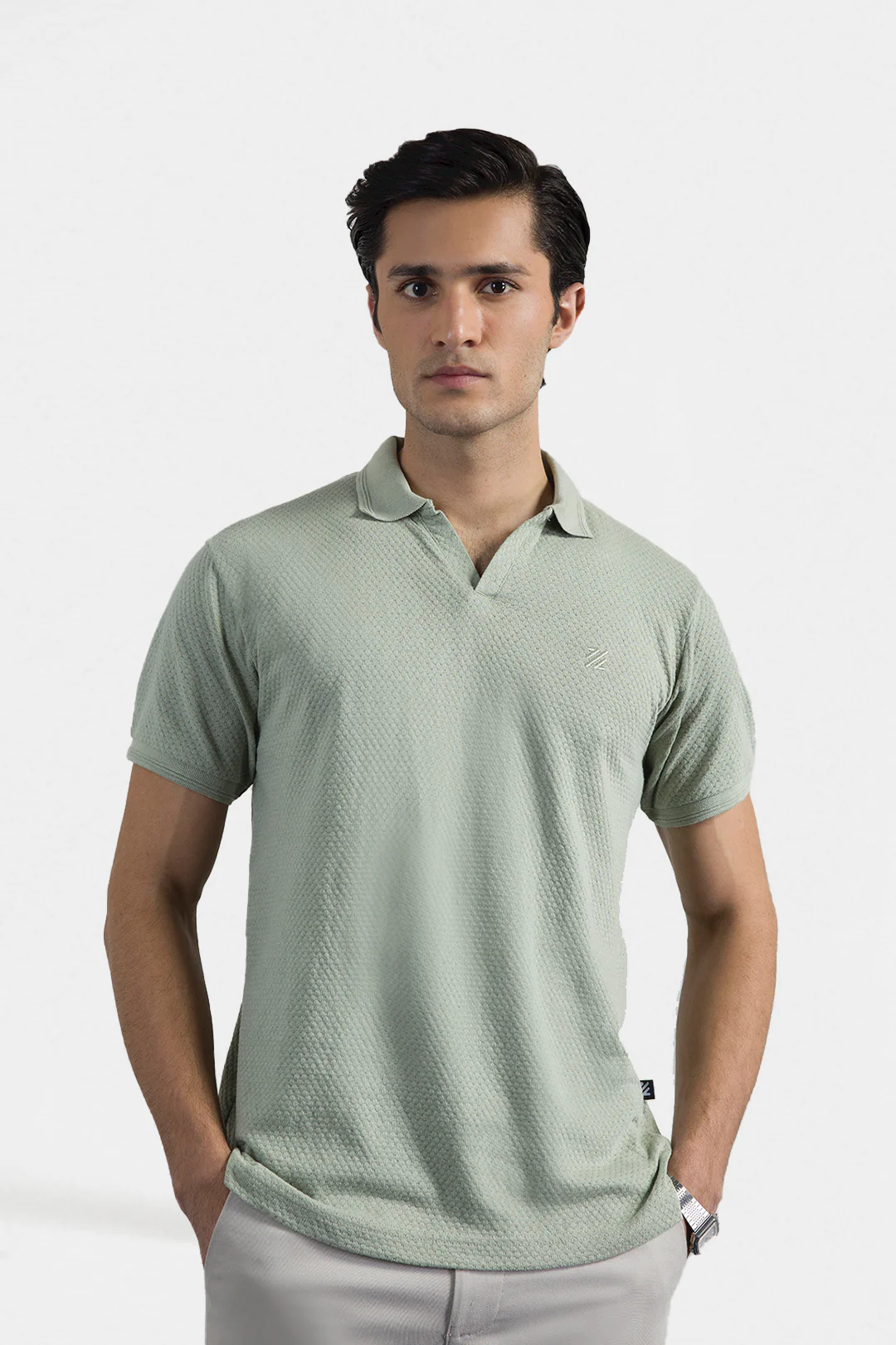 Textured Johnny Collar Polo - 5004 - Image 6