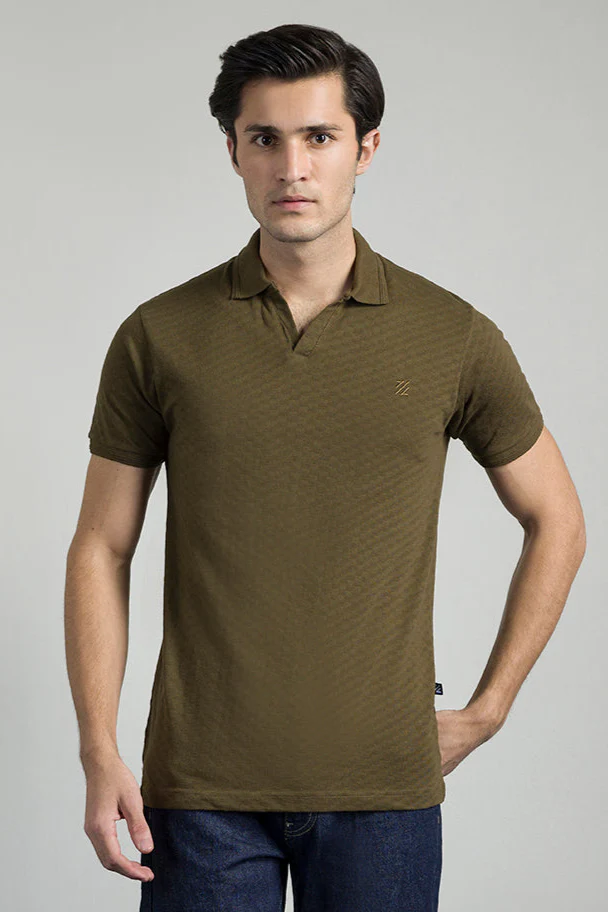 Textured Johnny Collar Polo - 5005 - Image 3