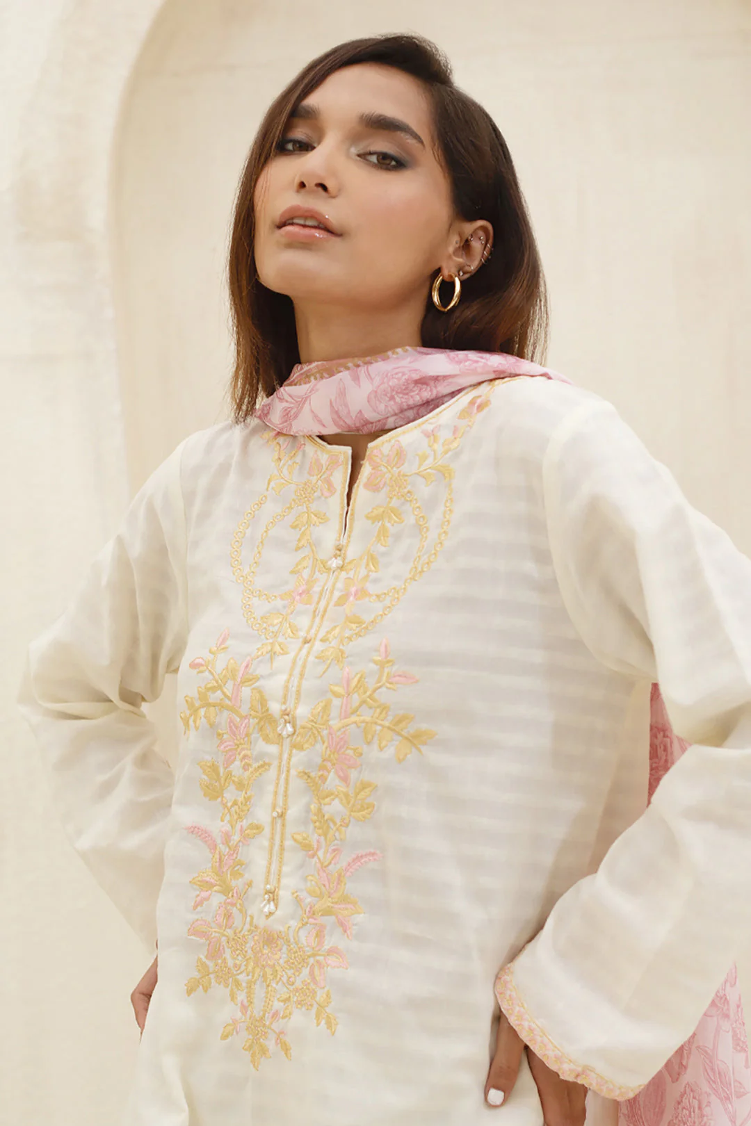 Embroidered Kurta Dupatta - 0517 - Image 6