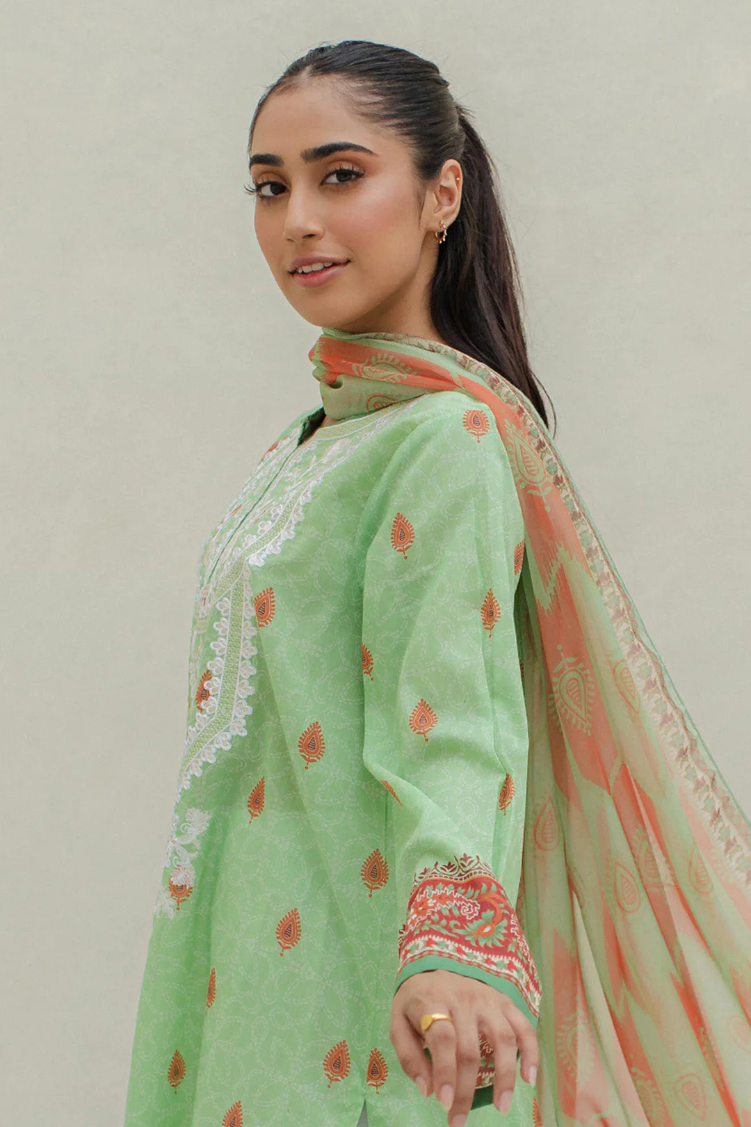 Embroidered Kurta Dupatta - 1071 - Image 6