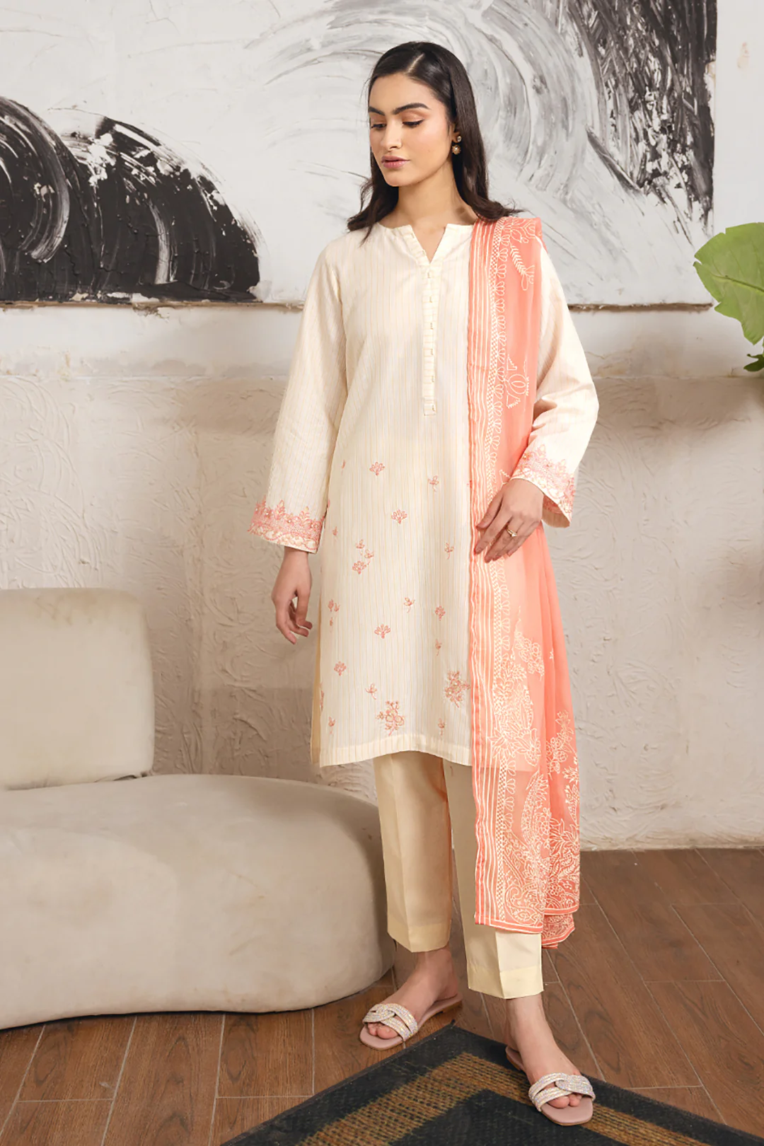 Embroidered Kurta Dupatta - 1087 - Image 2