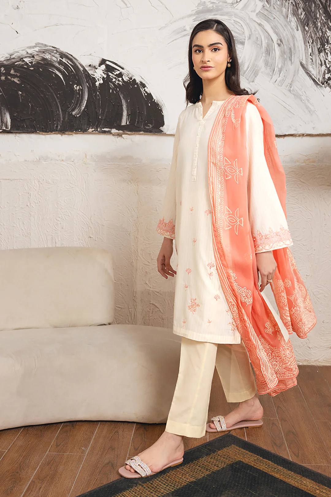 Embroidered Kurta Dupatta - 1087 - Image 3