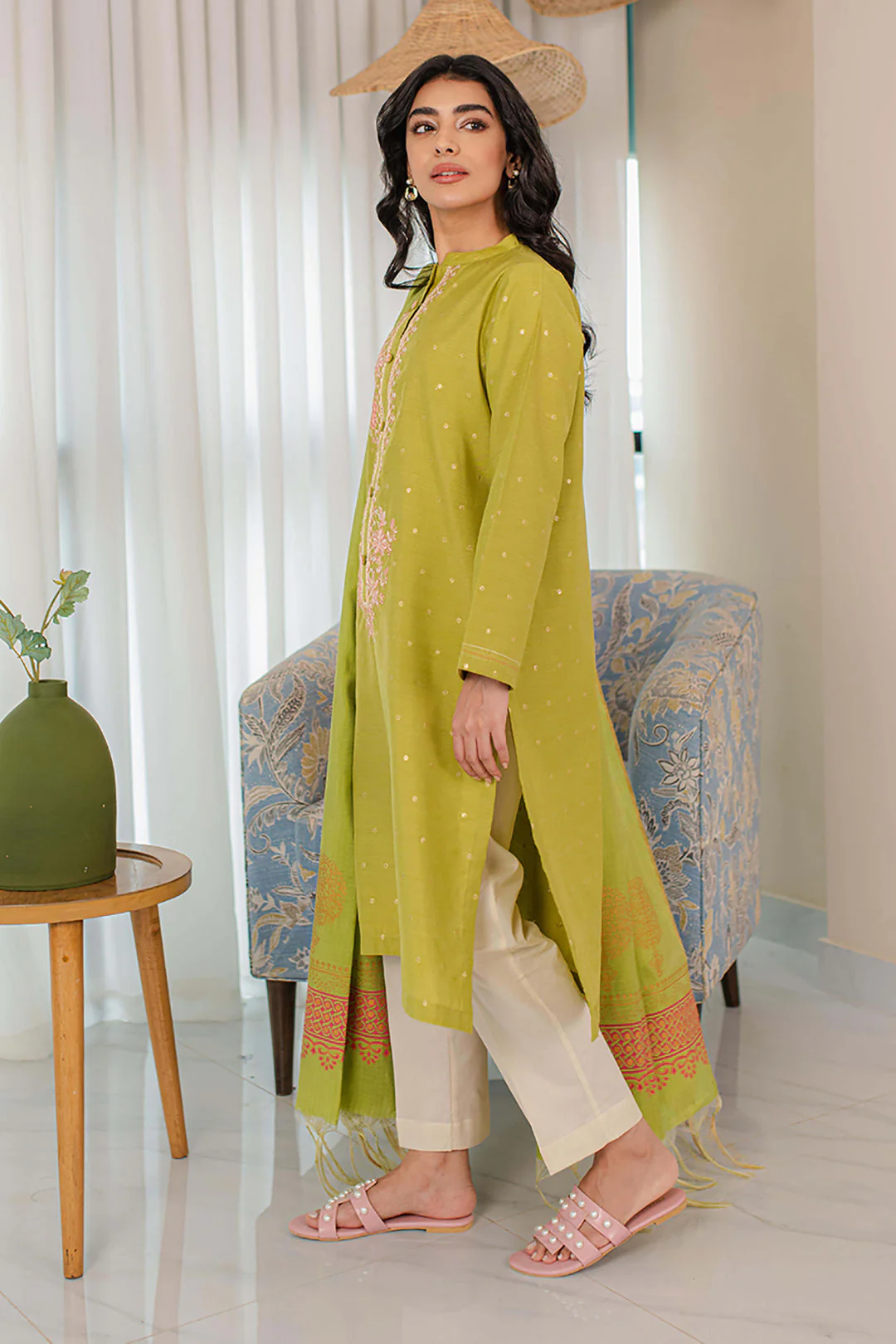 Embroidered Kurta Dupatta - 1089 - Image 3
