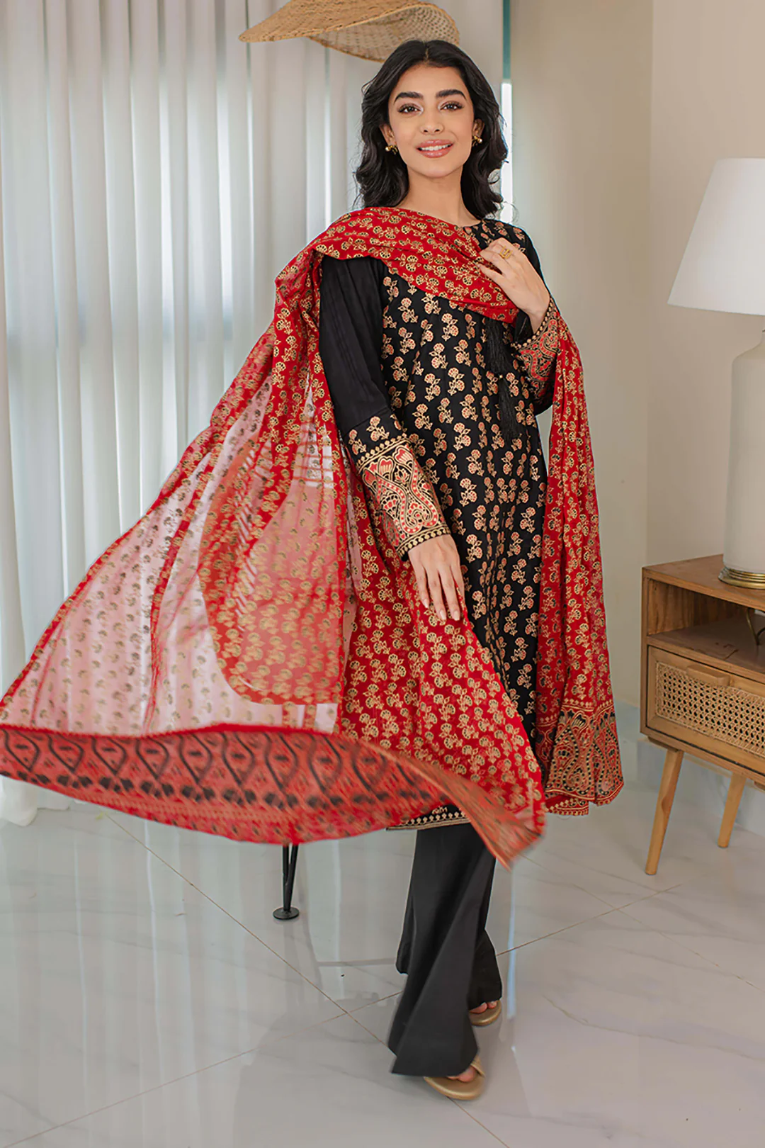 Embroidered Kurta Dupatta - 1090 - Image 3