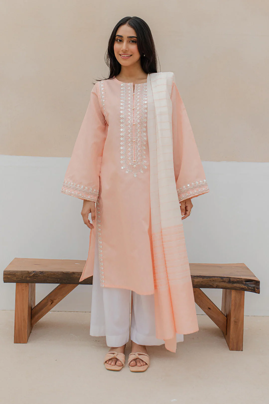 Embroidered Kurta Dupatta - 1095 - Image 2