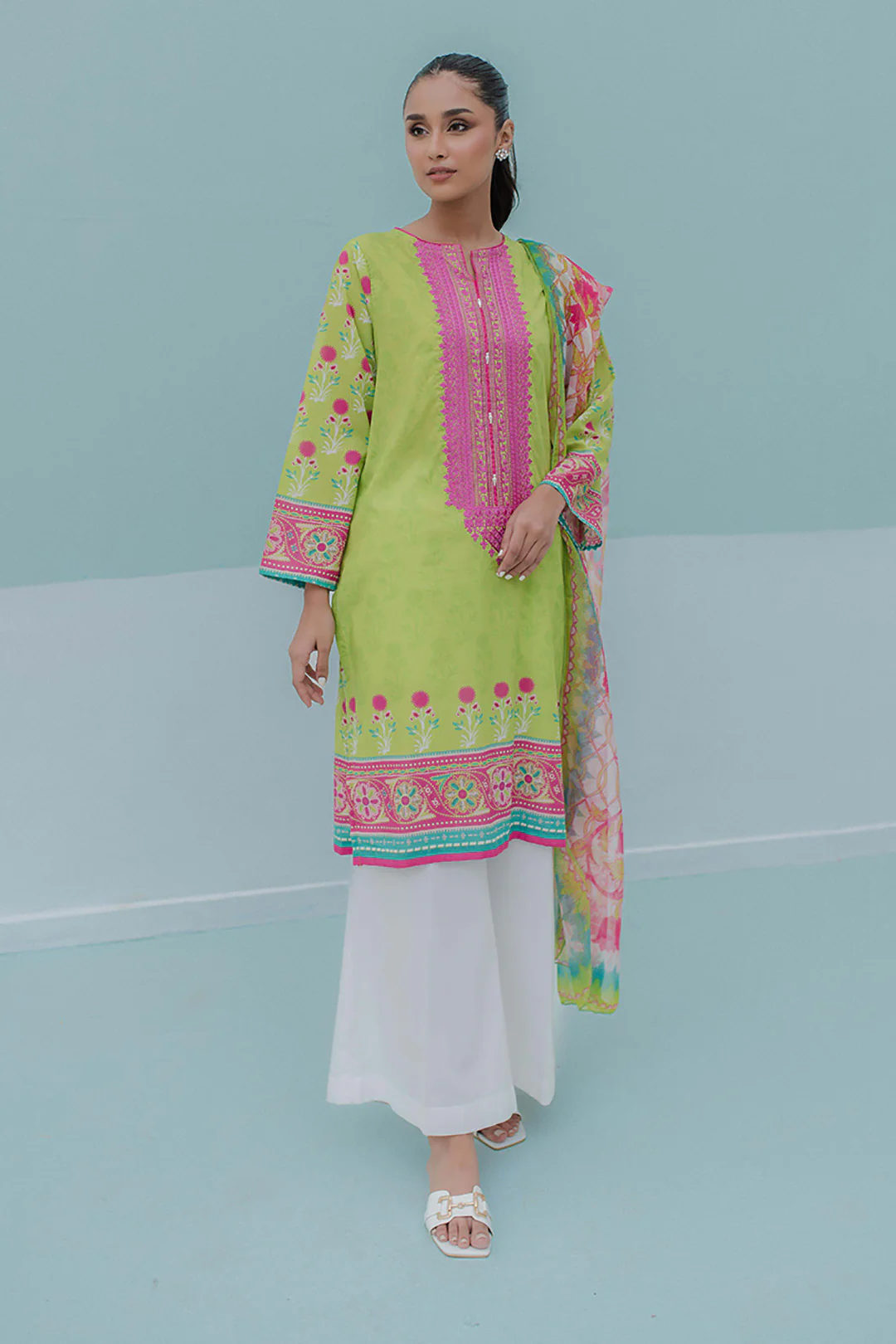 Embroidered Kurta Dupatta - 1102 - Image 2
