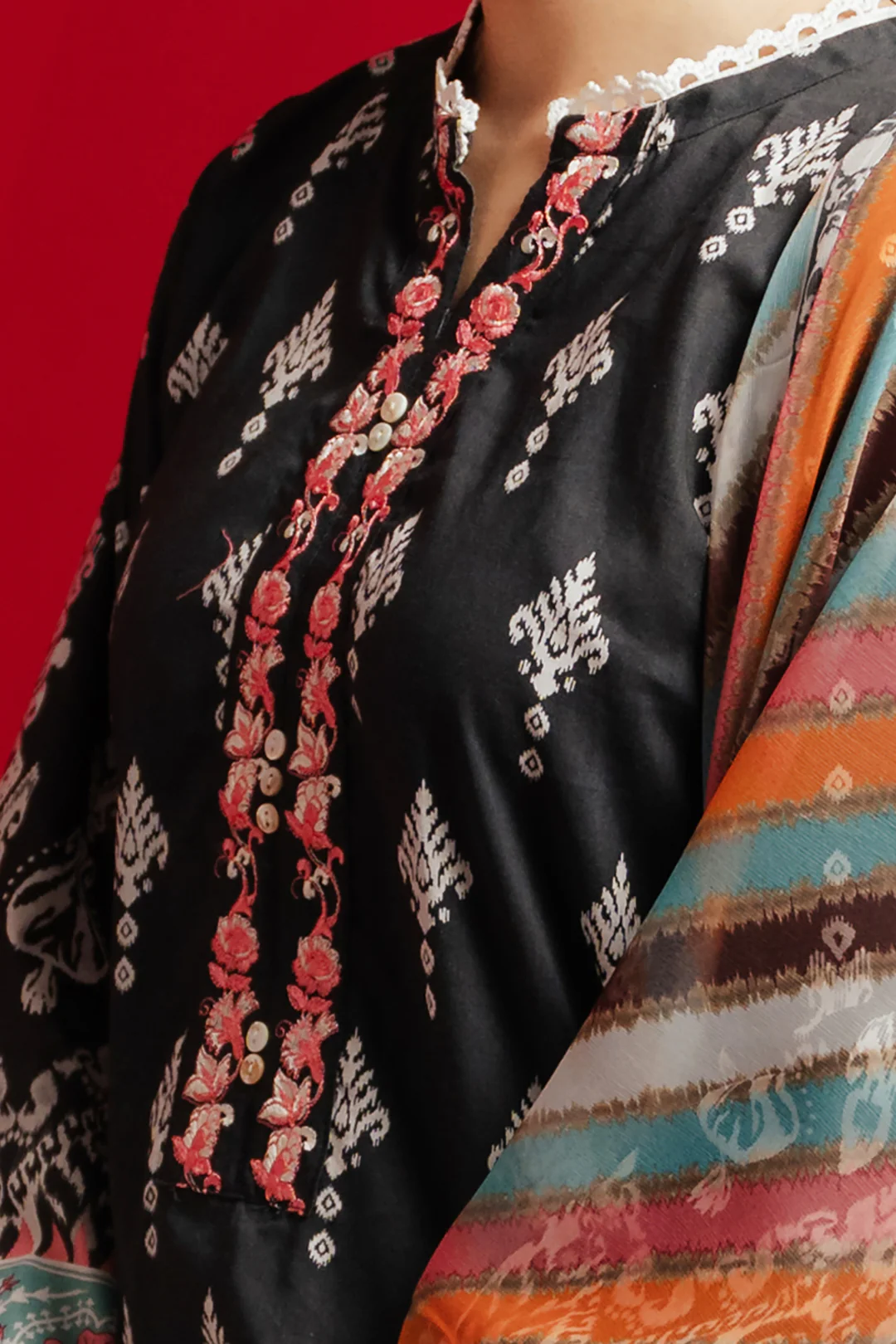 Embroidered Kurta Dupatta - 1180 - Image 4