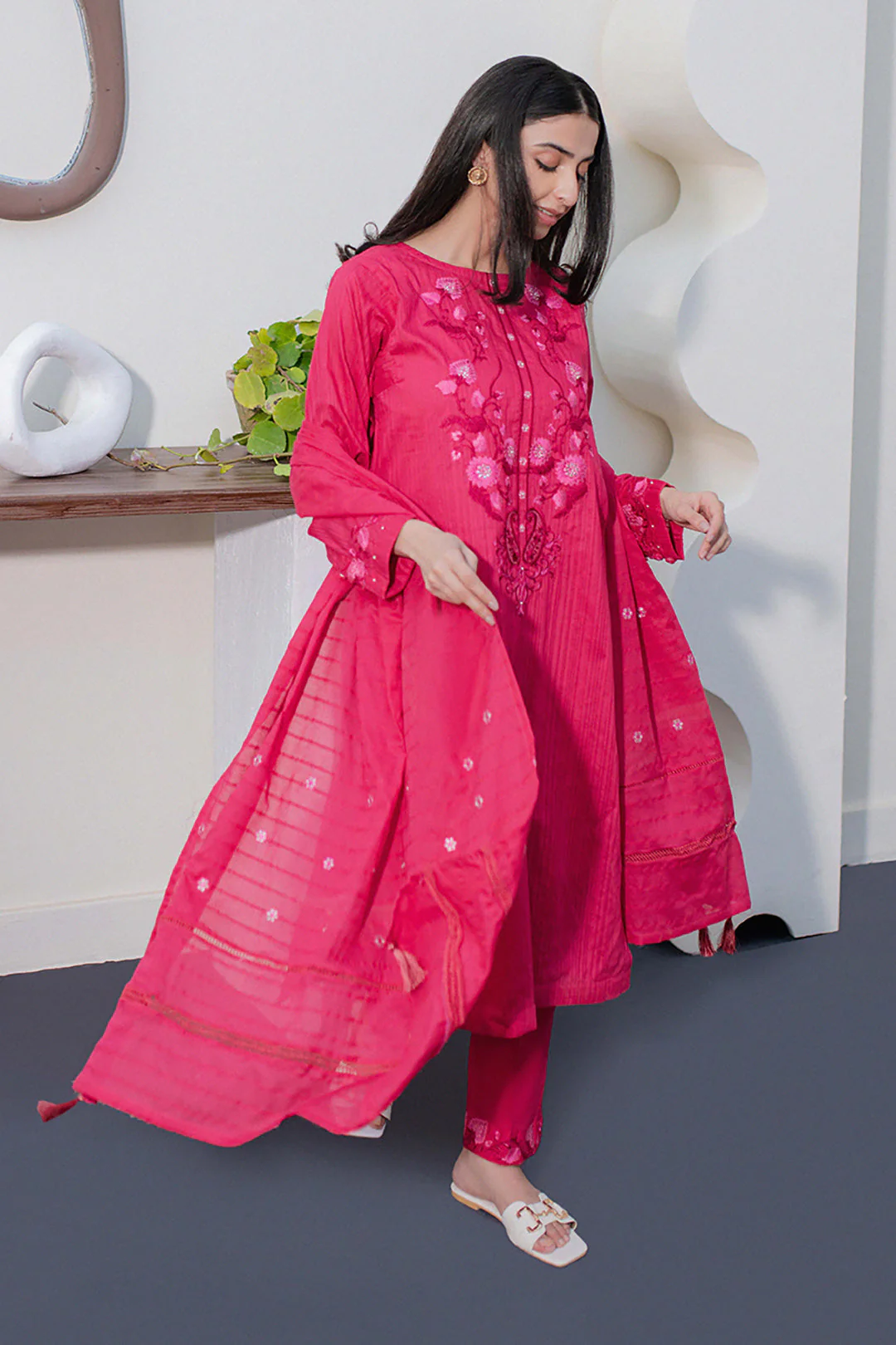Embroidered Kurta Dupatta Trouser - 1230 - Image 5