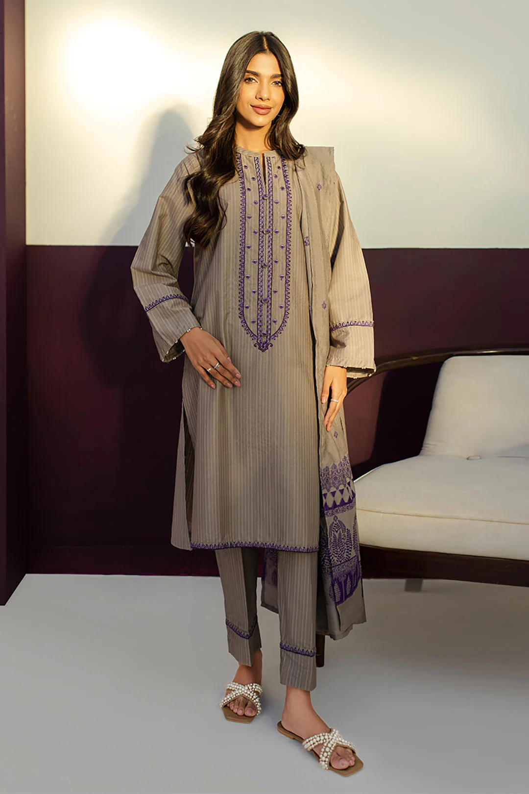 Embroidered Kurta Dupatta Trouser - 1275 - Image 2