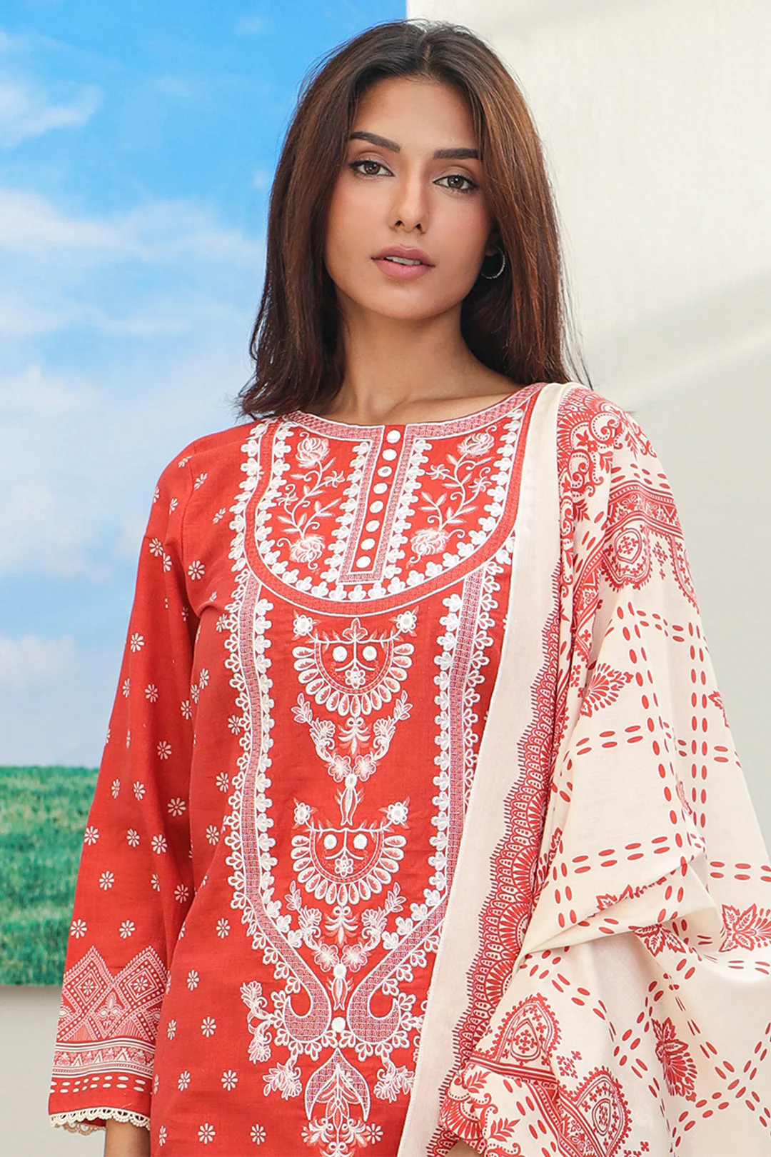 Embroidered Kurta Dupatta Trouser - 1372 - Image 6