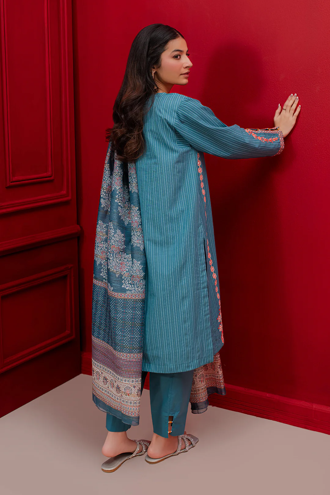 Embroidered Kurta Dupatta Trouser - 1265 - Image 6