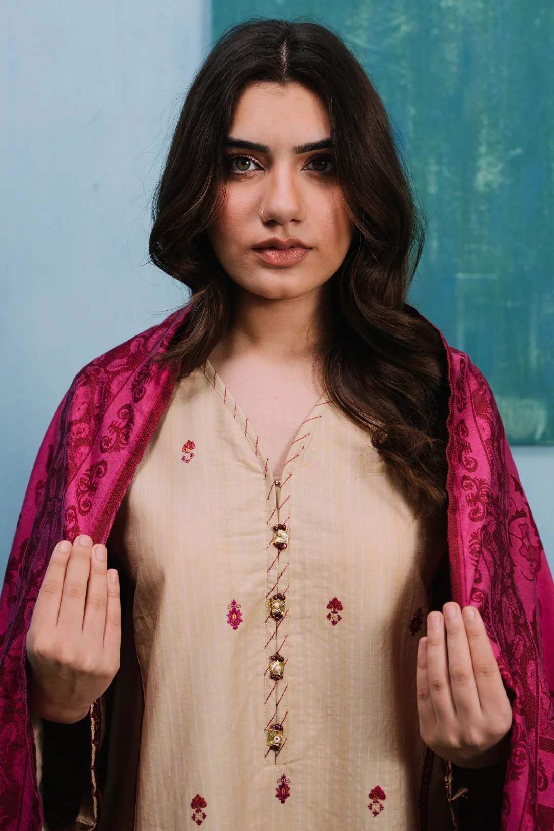 Embroidered Kurta Dupatta Trouser - 1273 - Image 5