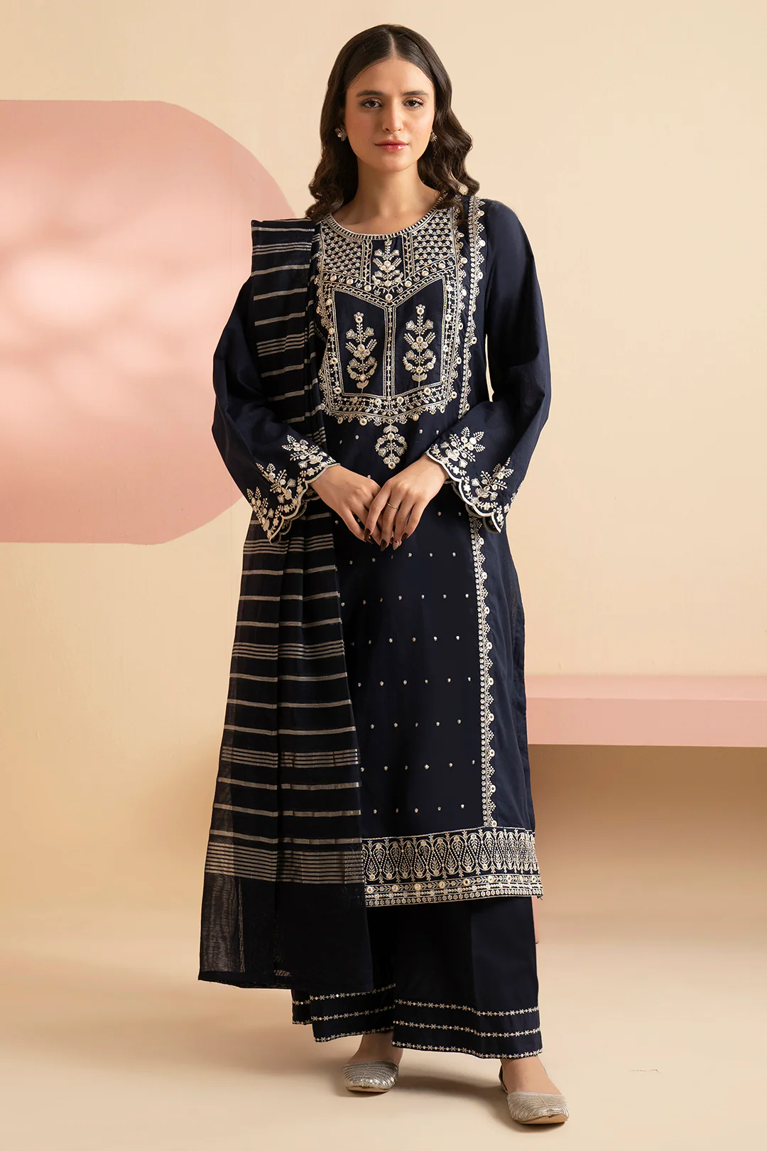 Embroidered Kurta Dupatta Trouser - 3337