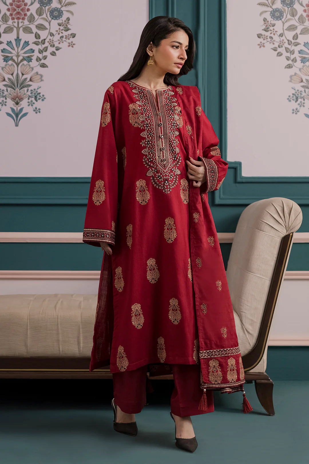 Embroidered Kurta Dupatta Trouser - 2503 - Image 4
