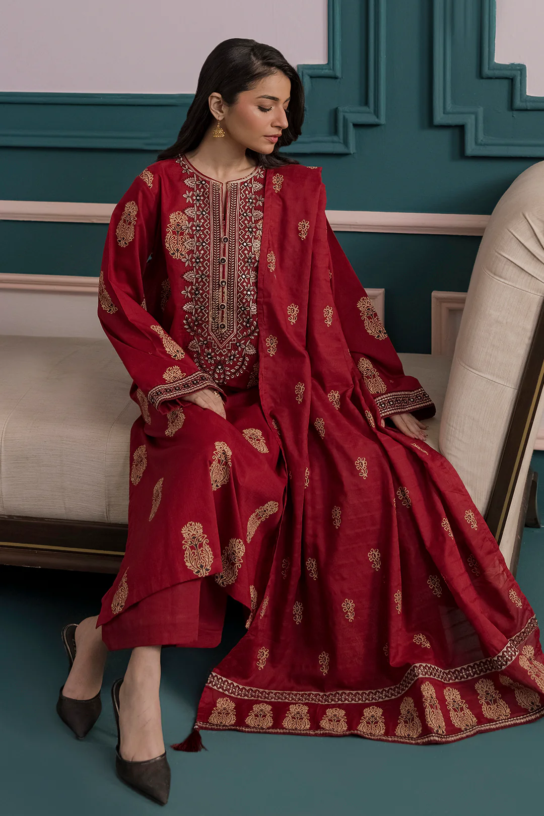 Embroidered Kurta Dupatta Trouser - 2503 - Image 5