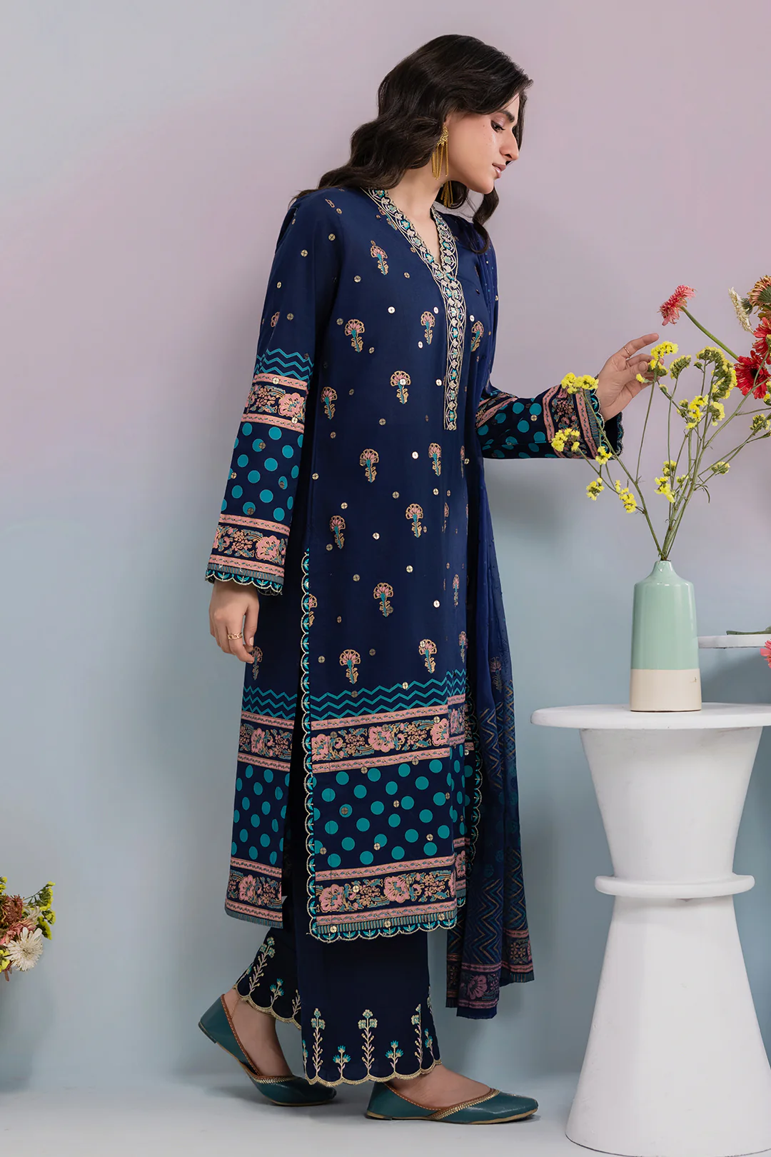 Embroidered Kurta Dupatta Trouser - 2510 - Image 8
