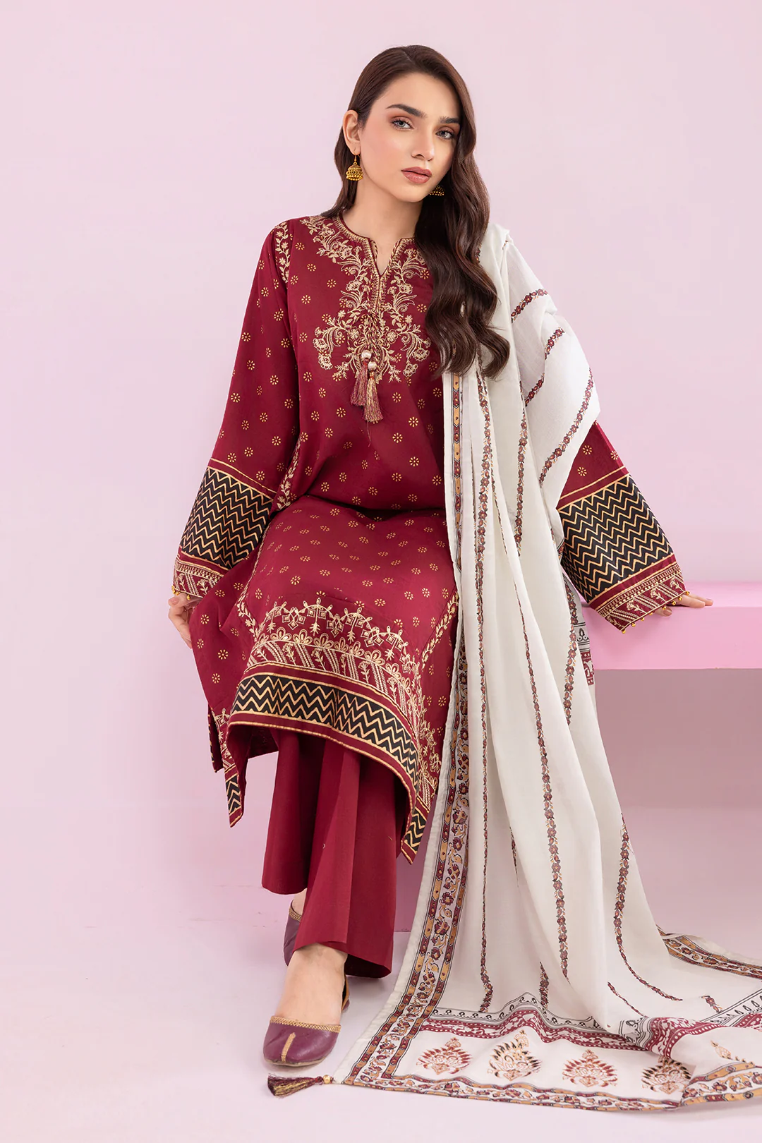 Embroidered Kurta Dupatta Trouser - 2512 - Image 5