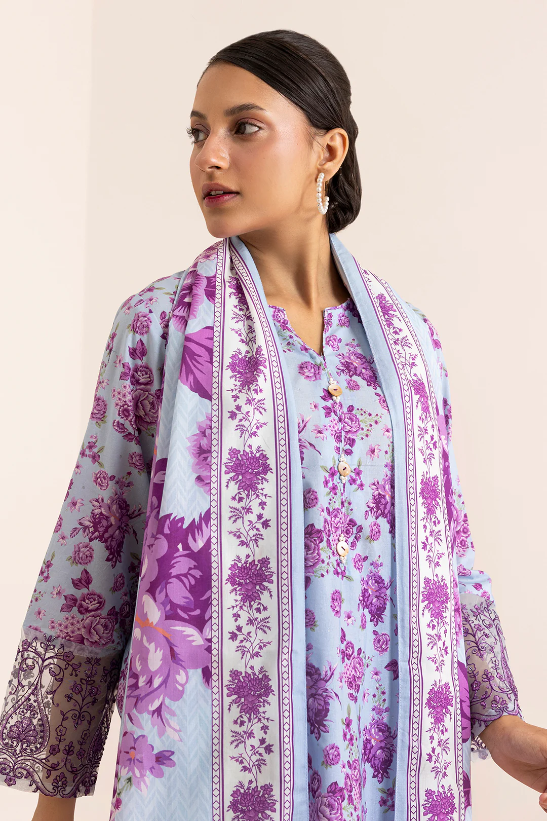 Embroidered Kurta Dupatta Trouser - 2633 - Image 2