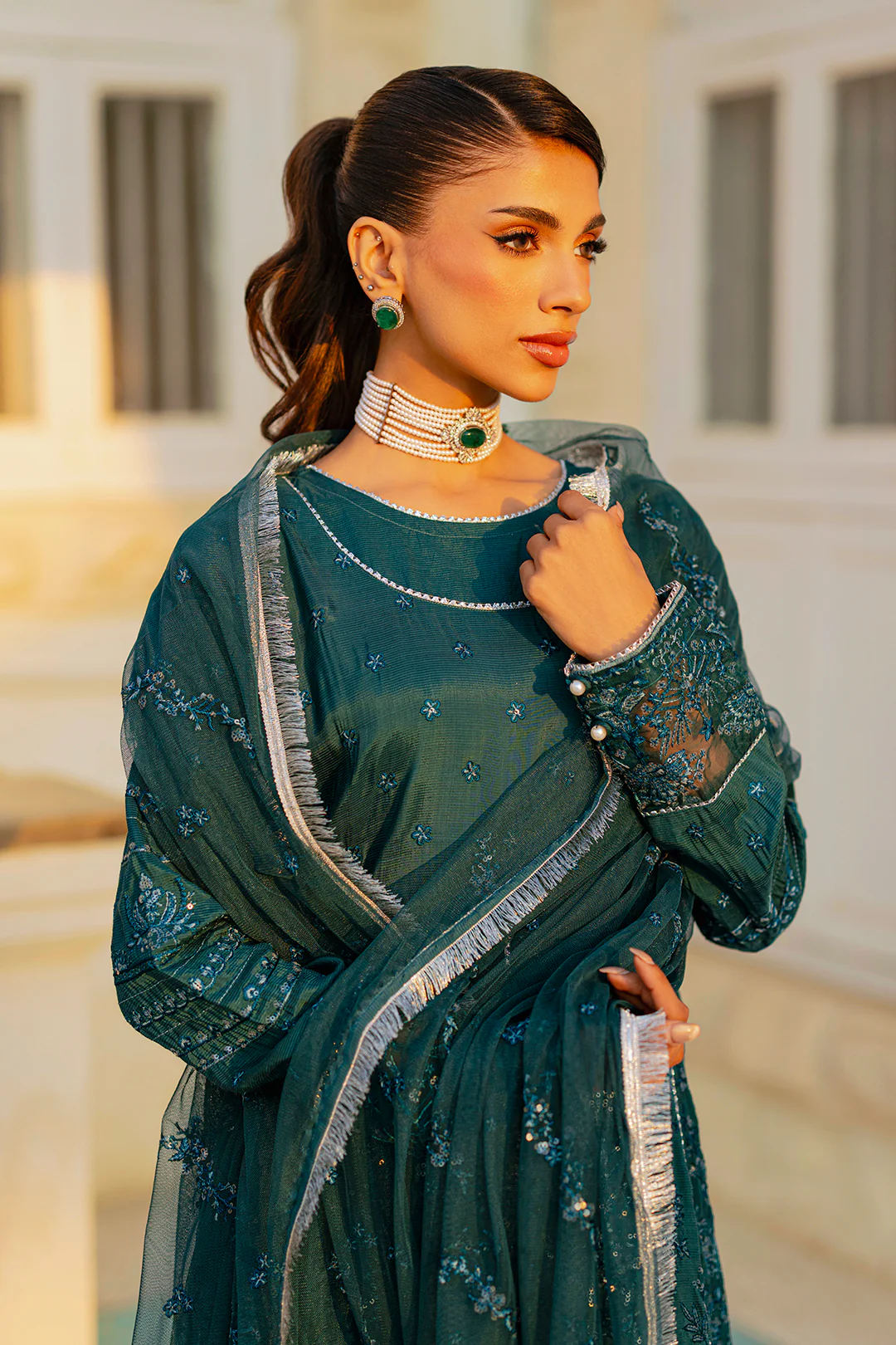 Embroidered Kurta Dupatta Trouser - 0738 - Image 5