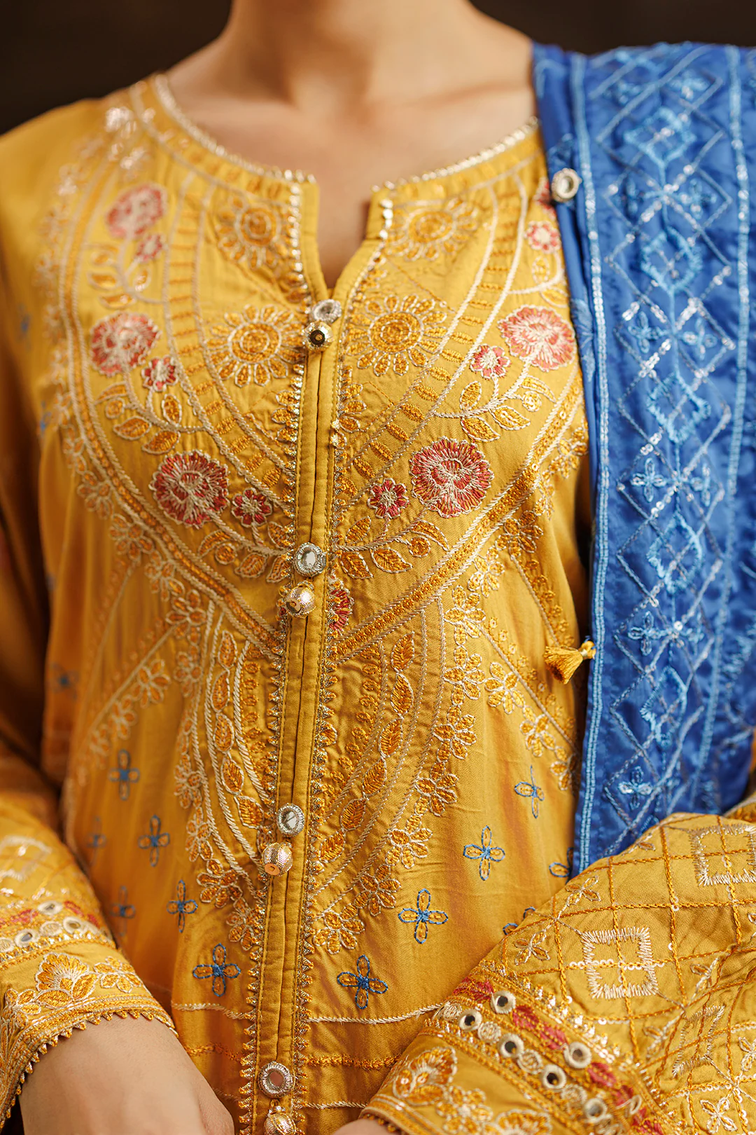 Embroidered Kurta Dupatta Trouser - 0760 - Image 10