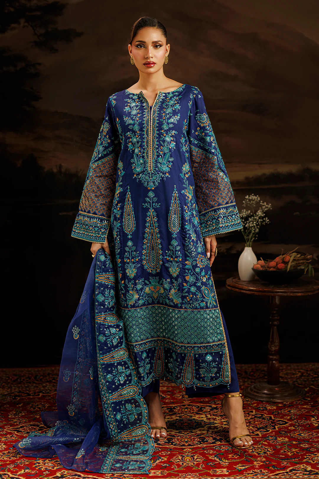 Embroidered Kurta Dupatta Trouser - 0764 - Image 3