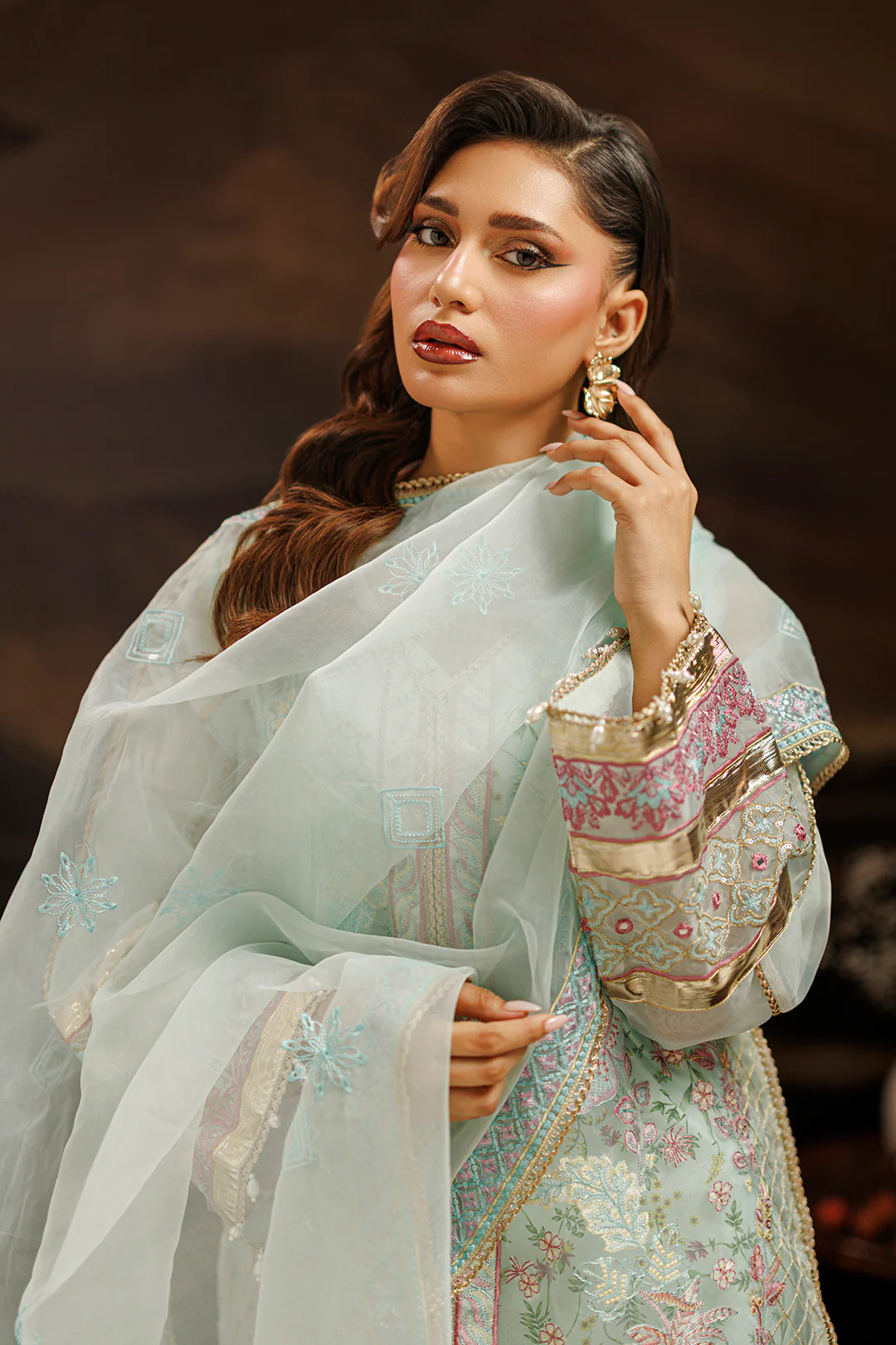 Embroidered Kurta Dupatta Trouser - 0771 - Image 10