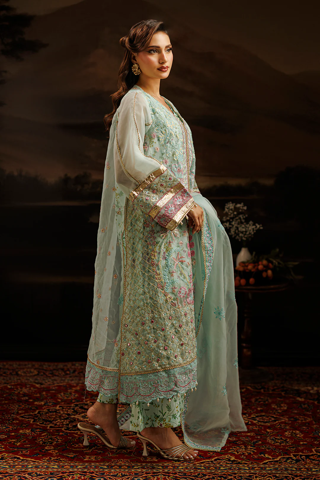 Embroidered Kurta Dupatta Trouser - 0771 - Image 4