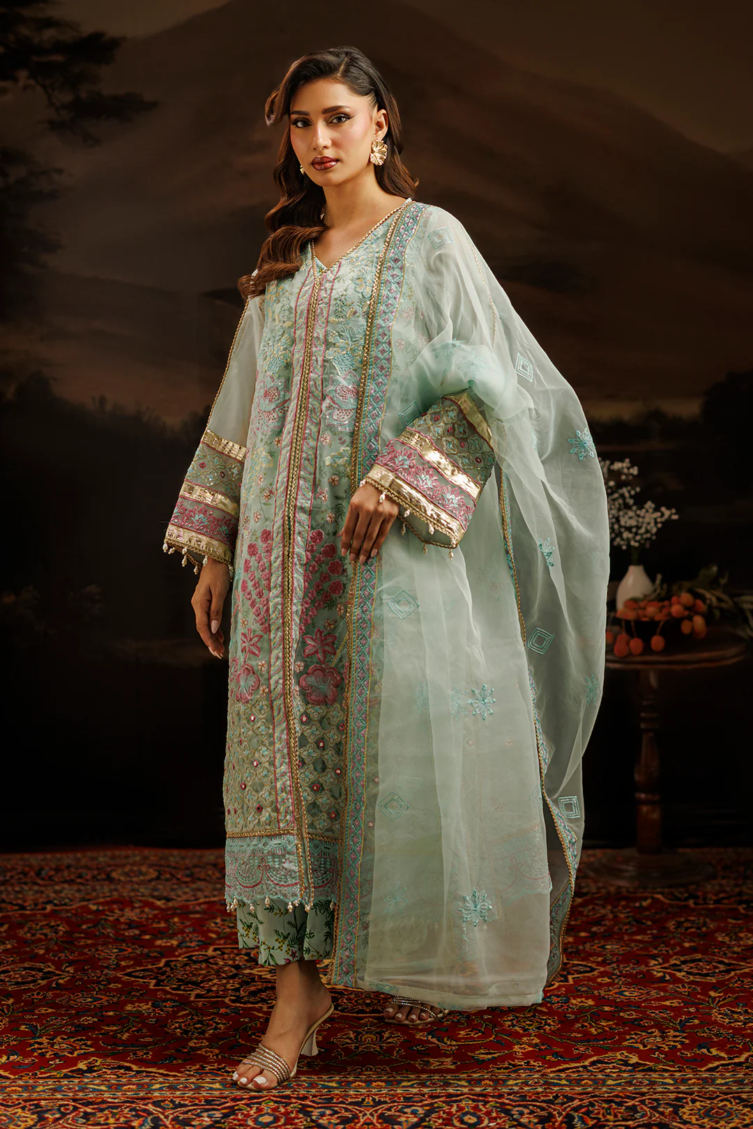 Embroidered Kurta Dupatta Trouser - 0771 - Image 5