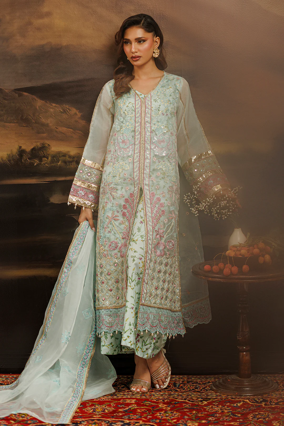 Embroidered Kurta Dupatta Trouser - 0771 - Image 6