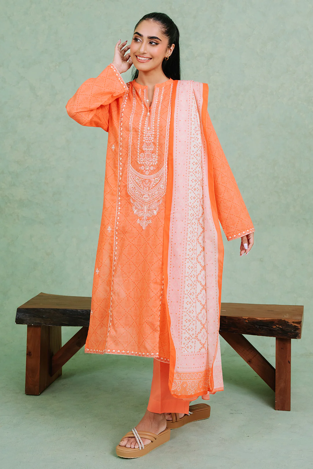Embroidered Kurta Dupatta Trouser - 1519 - Image 7