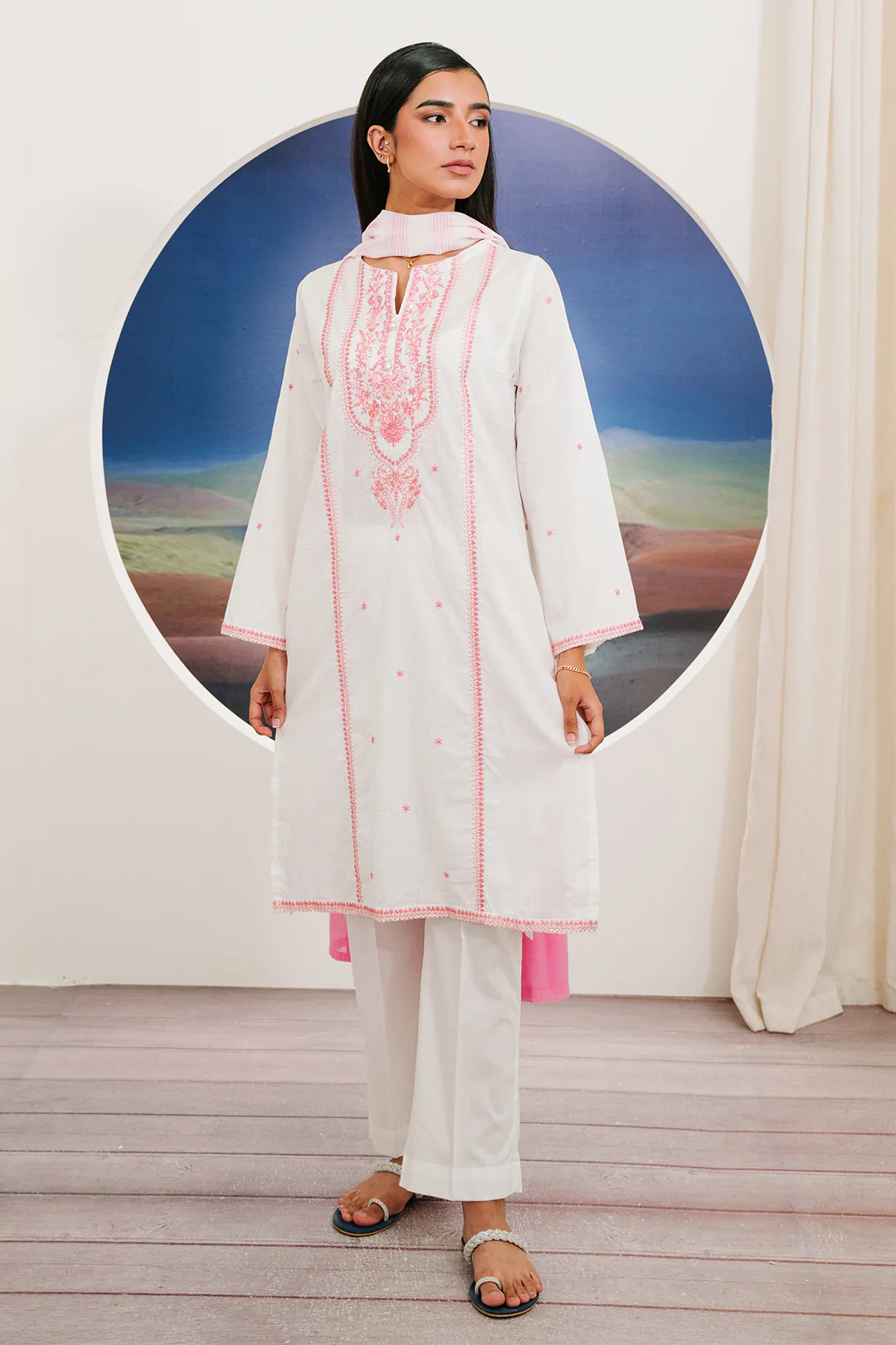Embroidered Kurta Dupatta Trouser - 1759 - Image 2
