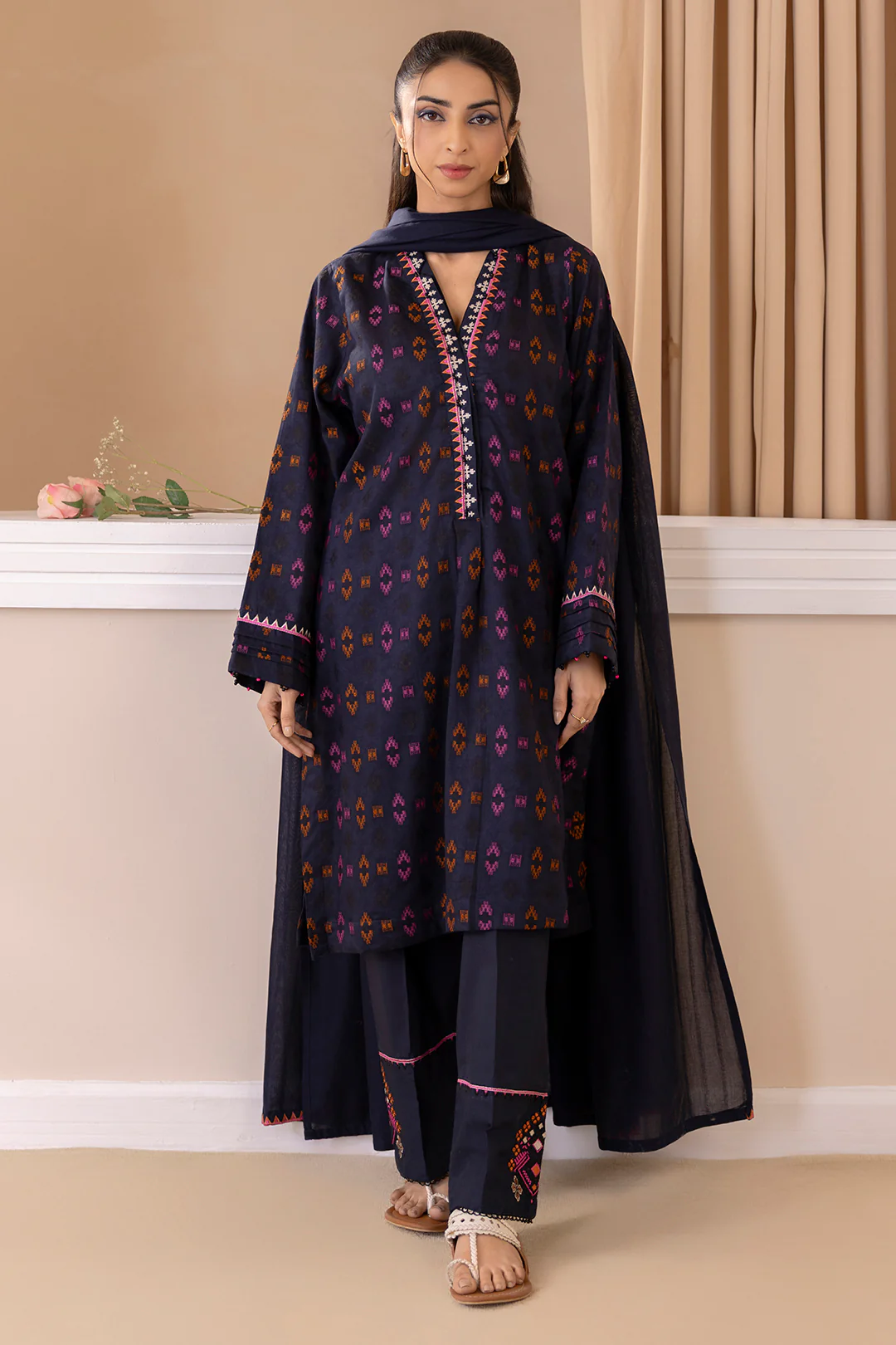 Embroidered Kurta Dupatta Trouser - 1775 - Image 3