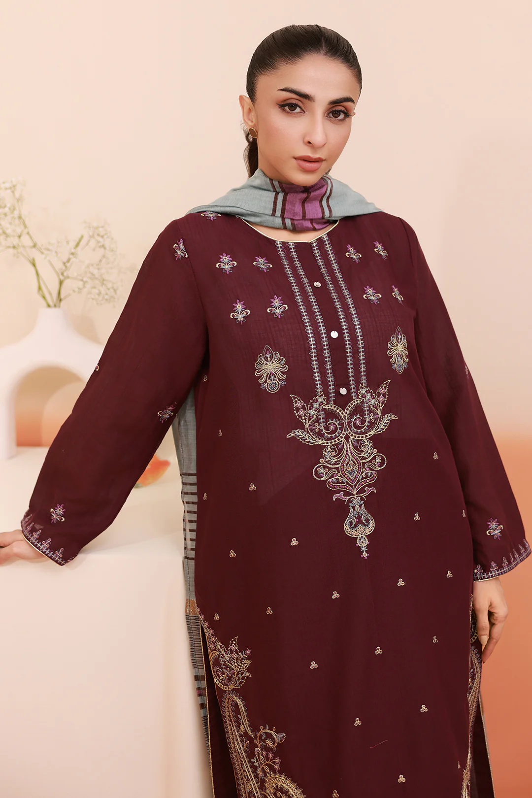 Embroidered Kurta Dupatta Trouser - 1781 - Image 2