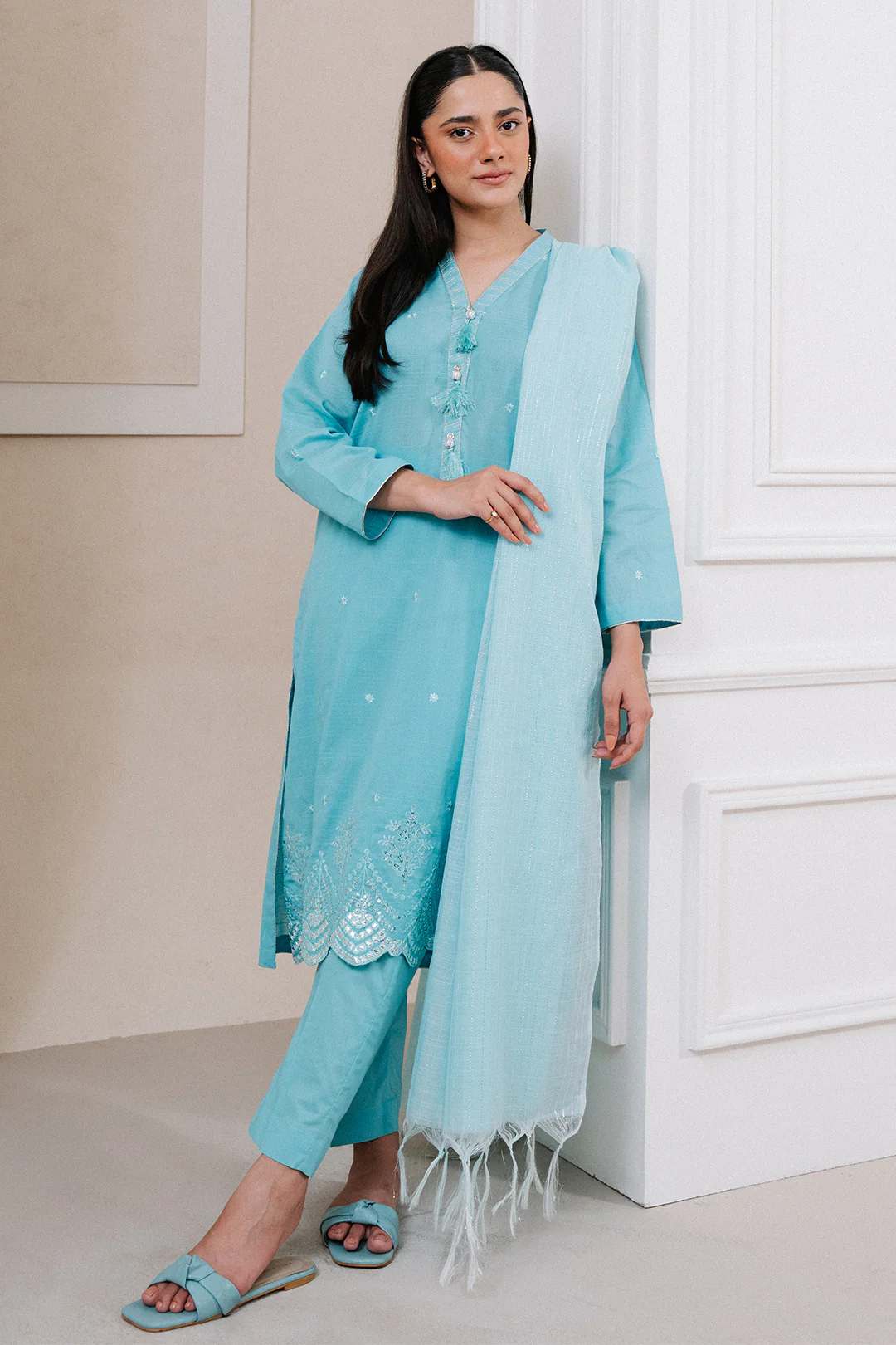 Embroidered Kurta Dupatta Trouser - 1783 - Image 3
