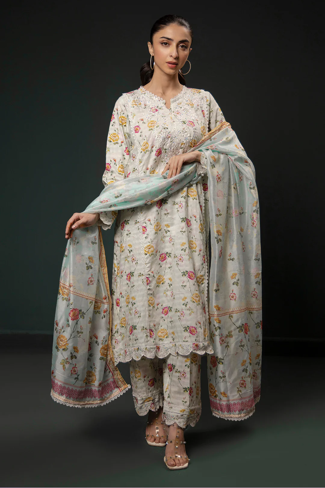 Embroidered Kurta Dupatta Trouser - 1785 - Image 2