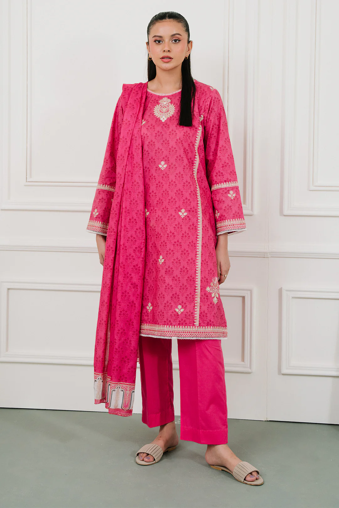 Embroidered Kurta Dupatta Trouser - 1968 - Image 12