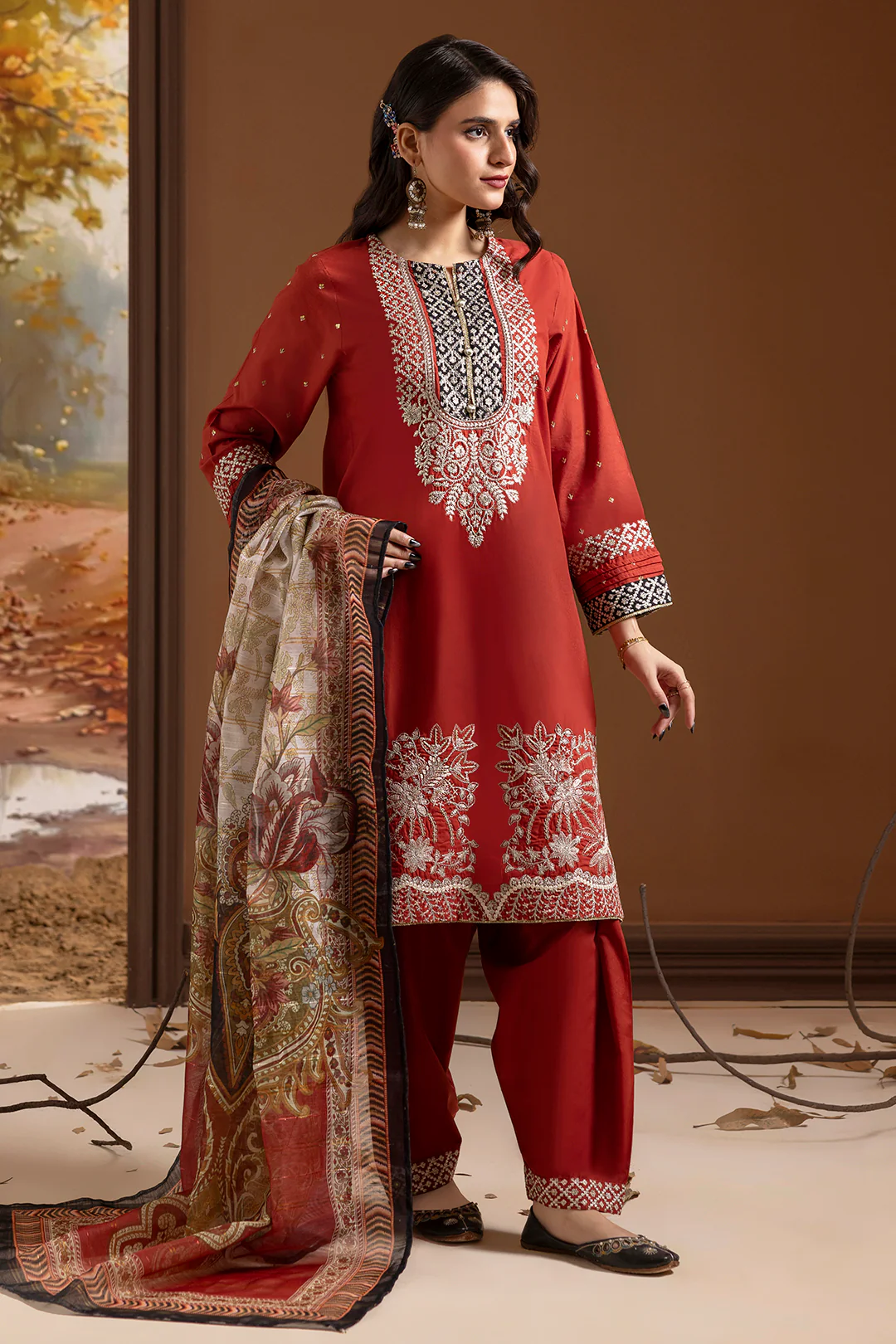 Embroidered Kurta Dupatta Trouser - 2136 - Image 4